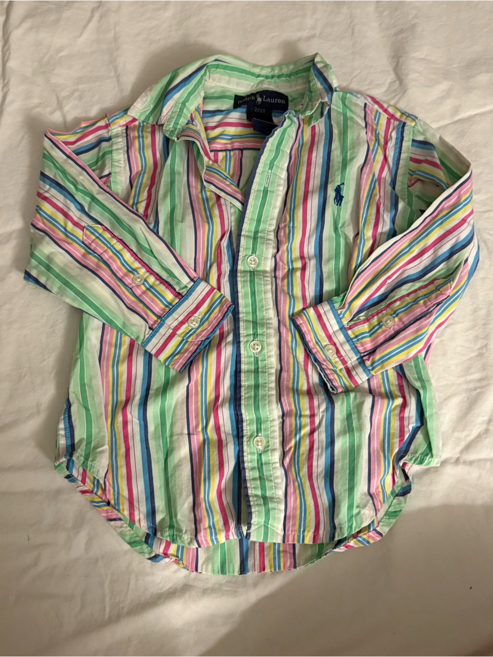 Ralph Lauren Pastel Multi-Striped Button-Down Shirt 2T